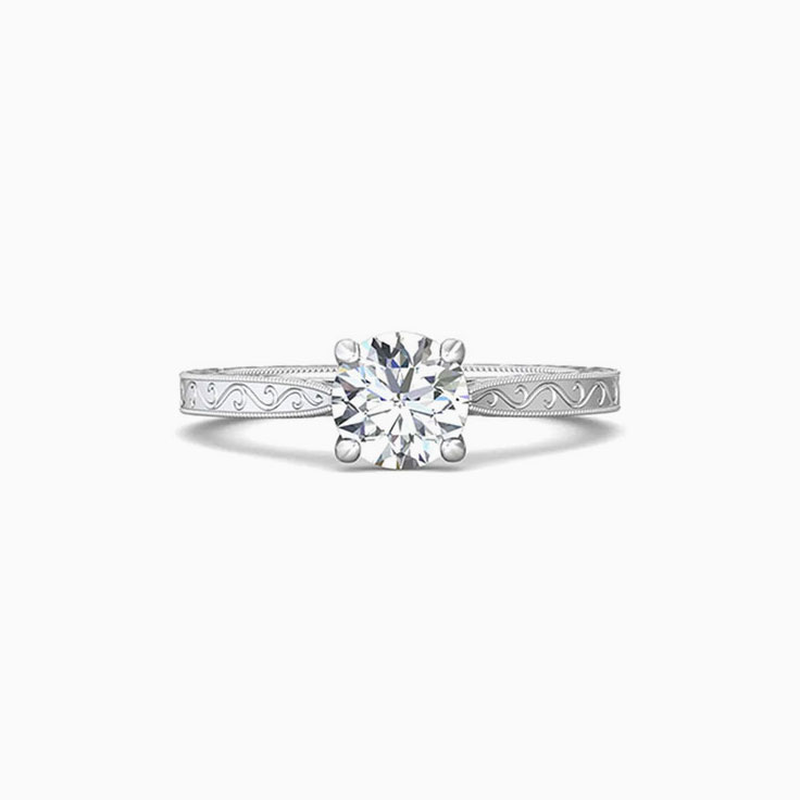 Classic Hand Engraved Solitaire Engagement Ring