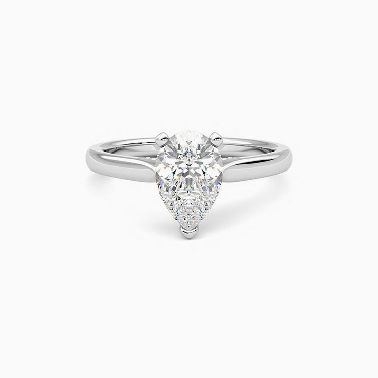 Pear Diamond Engagement Pave Ring