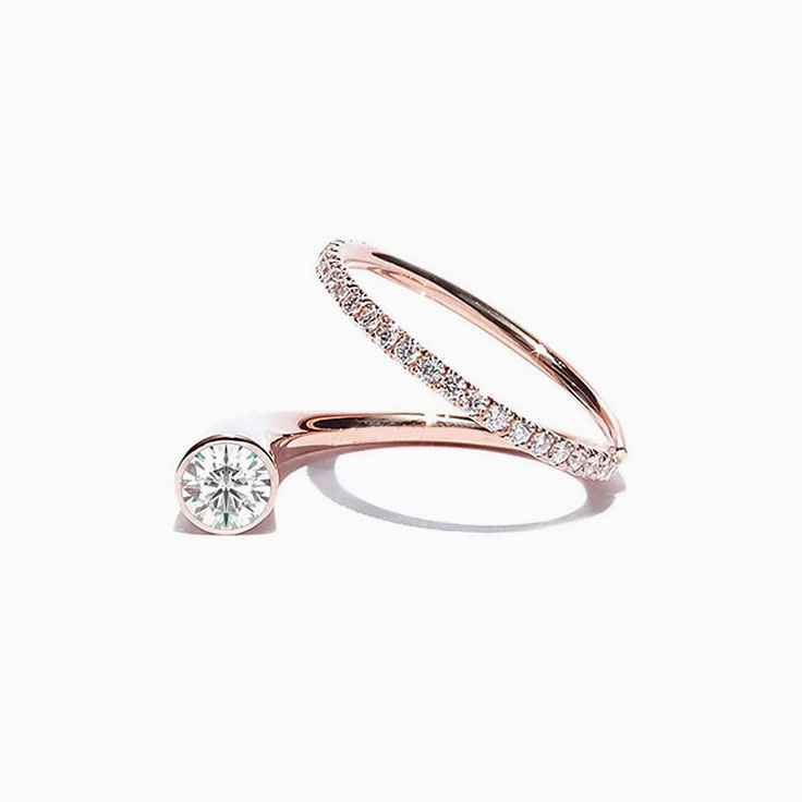 Brilliant Round Diamond Engagement Pave Ring