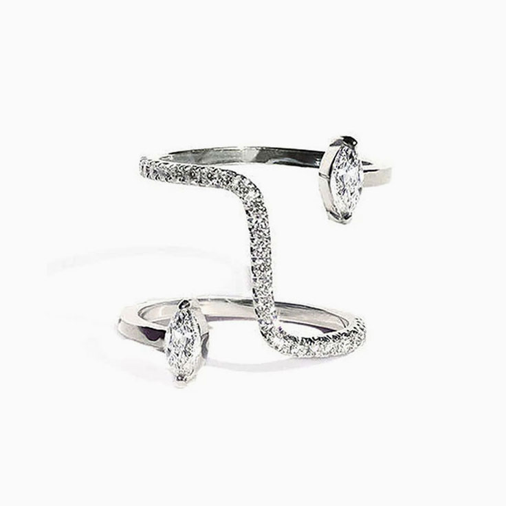 Infinity Marquise Diamond Engagement Curved Pave Ring