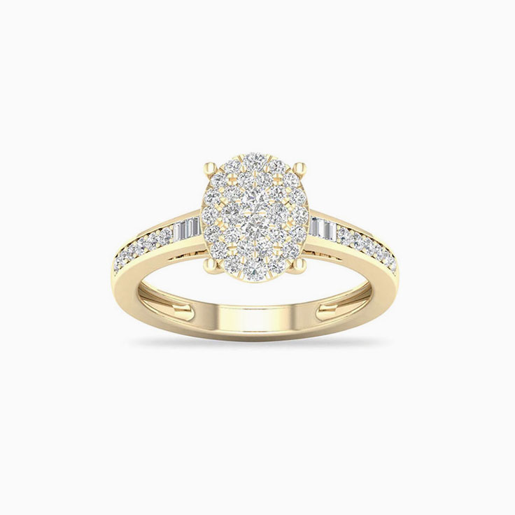 Brilliant Round And Baguette Diamond Engagement Ring