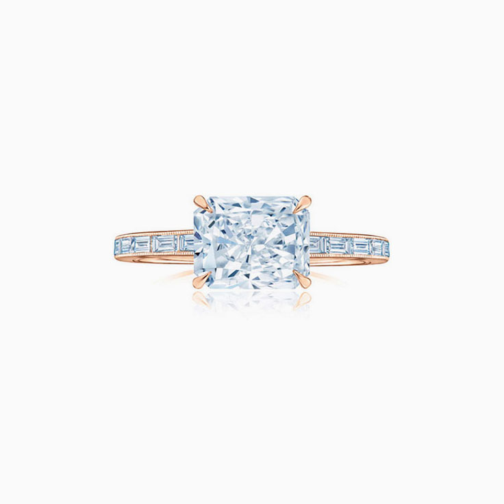 Radiant And Baguette Cut Diamond Engagement Ring