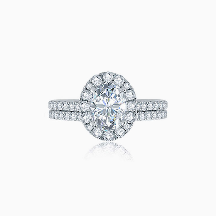 Classic Oval Diamond Engagement Halo Ring