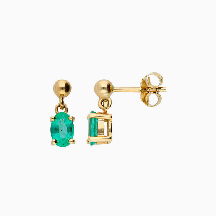 Oval Drop Emerald Earrings