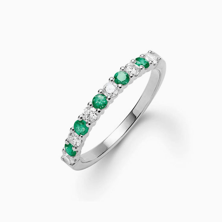 Diamond And Emerald Stackable Ring