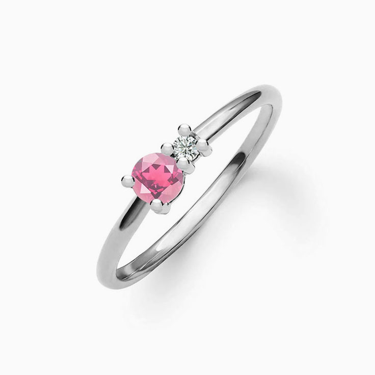 Round Pink Tourmaline And Diamond Ring
