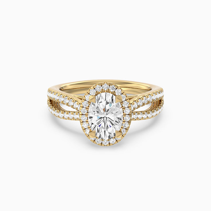 Lab Diamond Halo Engagement Ring With Oval Stone