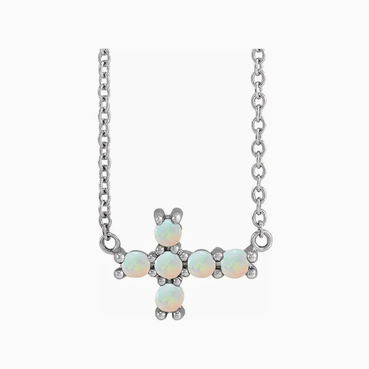 Opal cross necklace