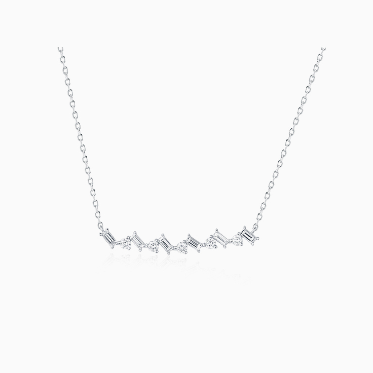 Baguette and Round Diamond Necklace