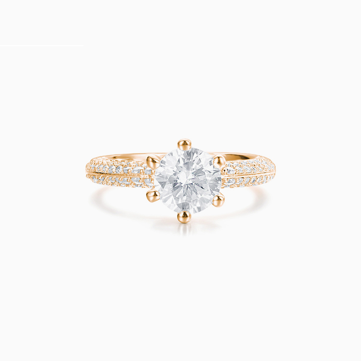 Round Brilliant cut on a Knife Edge Pave Set Engagement Ring