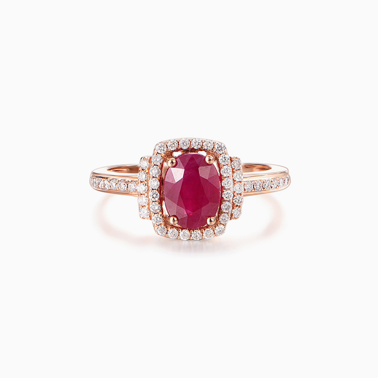 Oval Ruby with Cushion halo