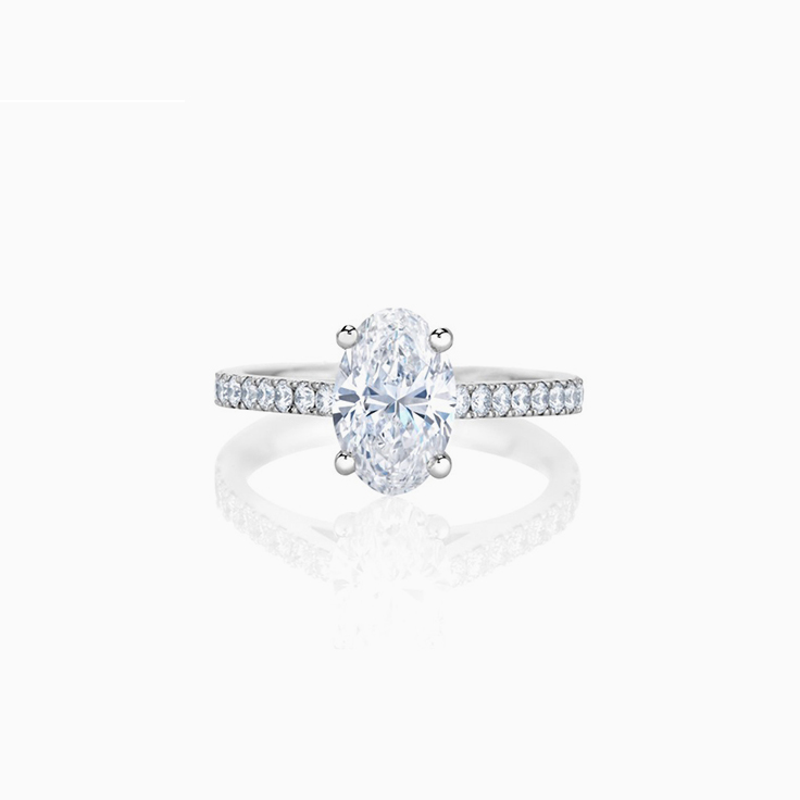 Oval cut engagment ring on a diamond band