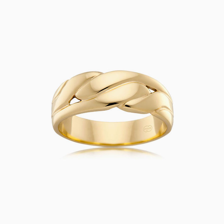 Yellow Gold Patterned Wedding Ring