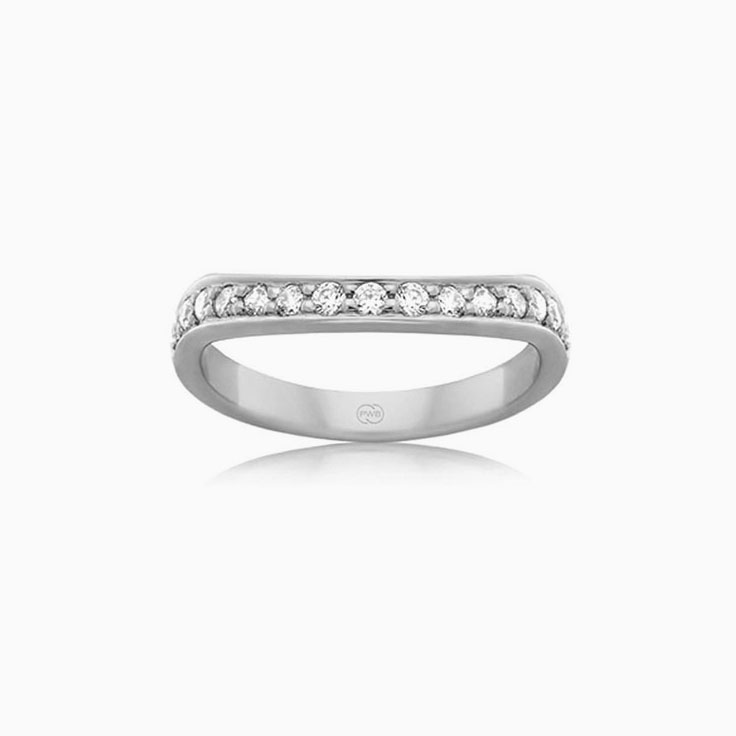 Curved Diamond Womens Wedding Ring
