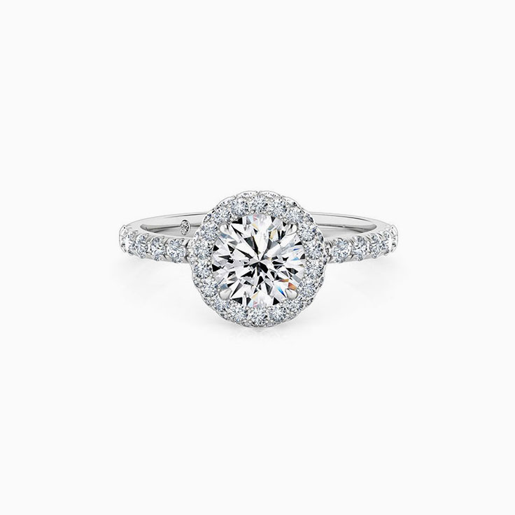 Round Brilliant Cut Diamond Engagement Ring With a 3DHalo