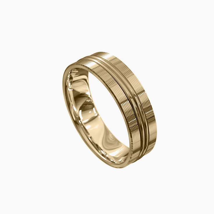 Grooved mens ring 5026