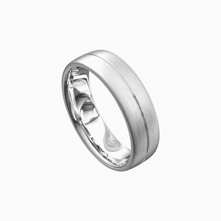 Center Grooved Mens Wedding Ring