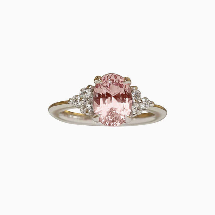 Oval Peach and diamond ring