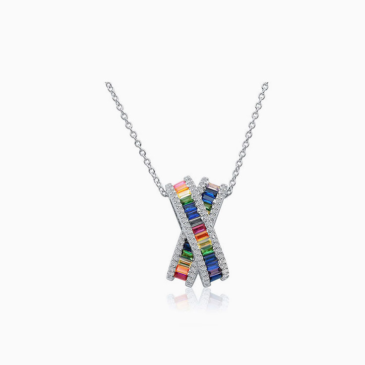 Interlinked Rainbow Pendant Necklace