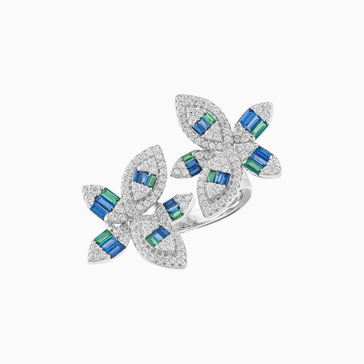 Floral Sapphire White Gold Ring