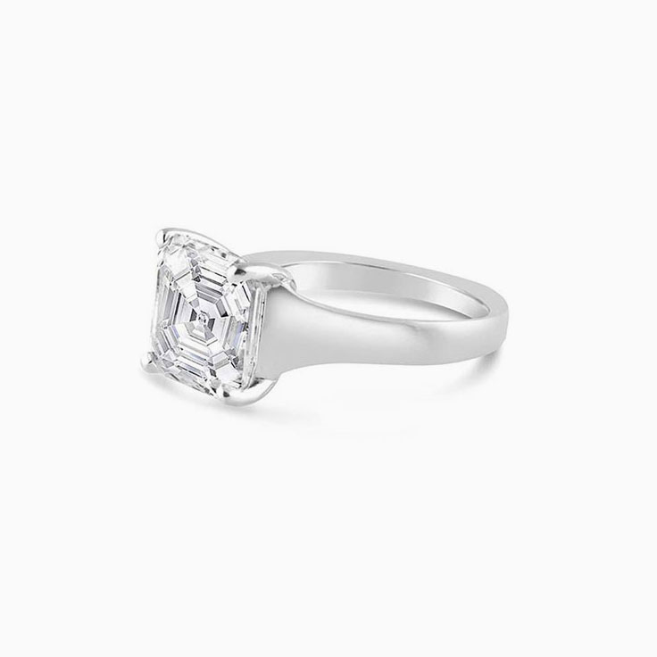 Classic Four Prong Solitaire Matte White Gold Ring