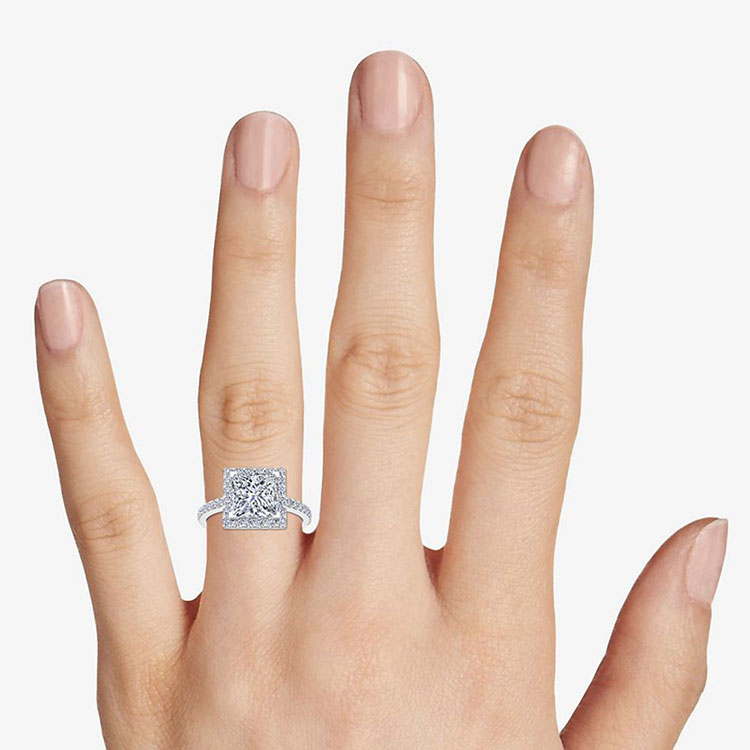 Classic Princess Cut Diamond Engagement Pave Ring