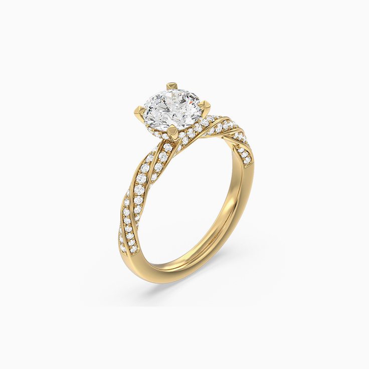 Lab Diamond Engagement Ring With Curled Pave Pattern