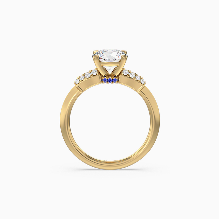 Hidden Blue Stone Lab Diamond Engagement Ring