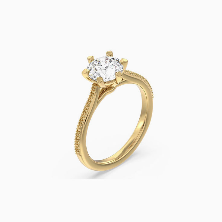 Unique engagement ring with round diamond