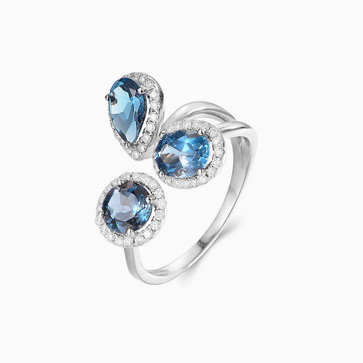 Multi Shape London Blue Topaz Ring