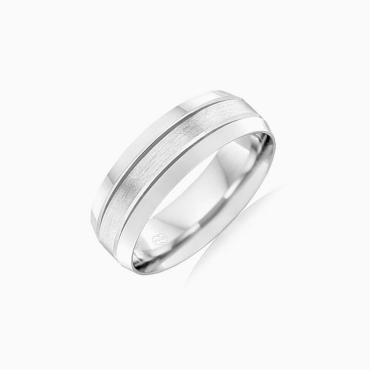 Dual Grooved Mens Wedding Band F2943