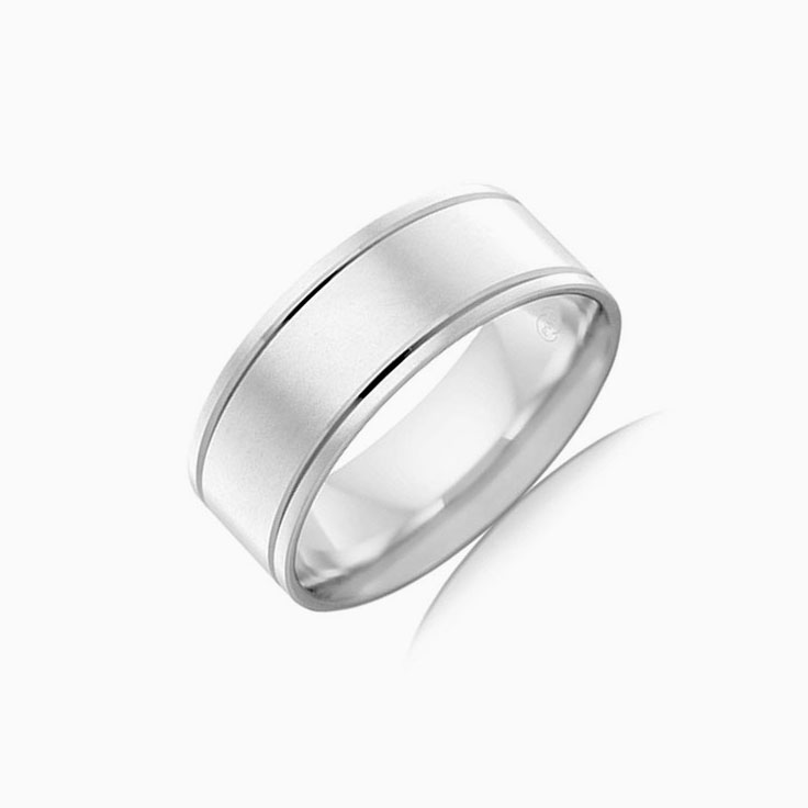 Dual grooved mens wedding ring F3120