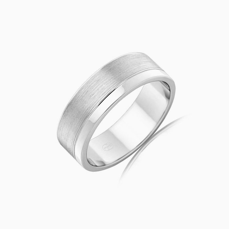 Side grooved mens wedding ring F3474