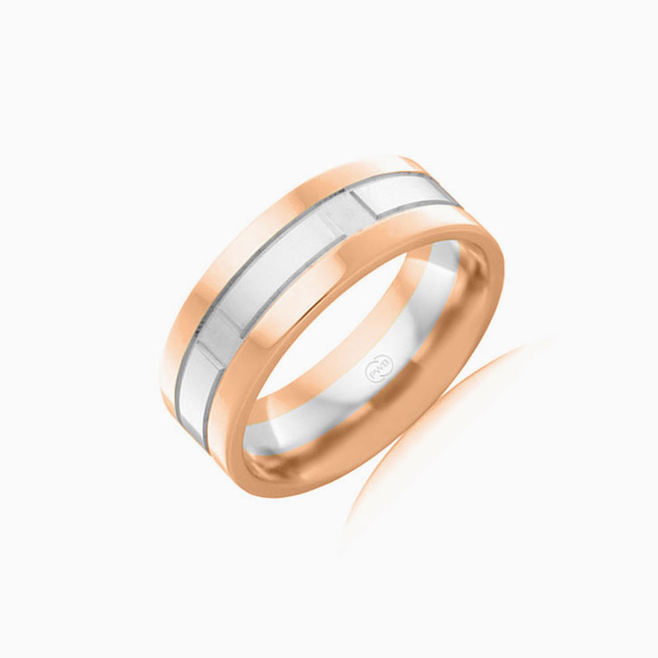 Two Tone mens wedding ring 2T3690