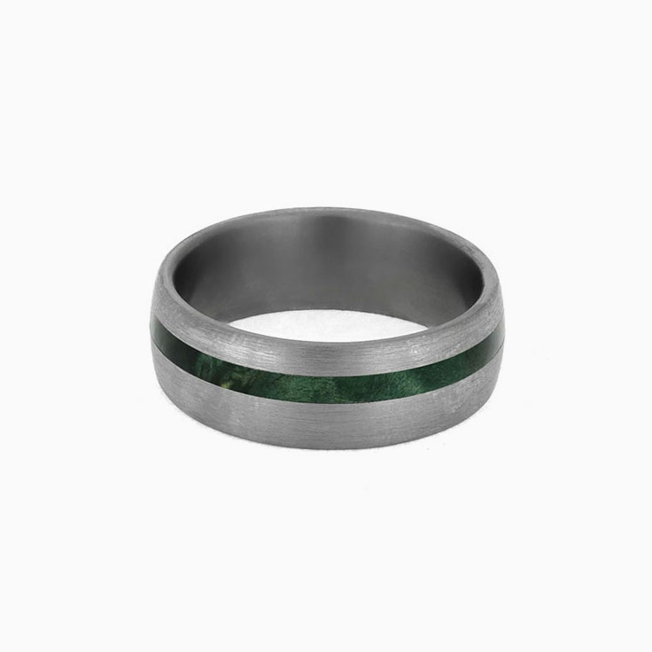 Green Box Ring With Brushed Titanium