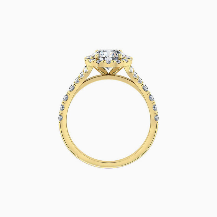 Round diamond on a split band engagement ring