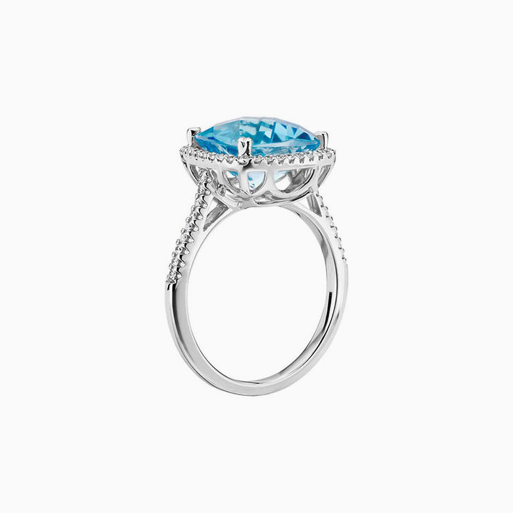 cushion Blue topaz Diamond ring