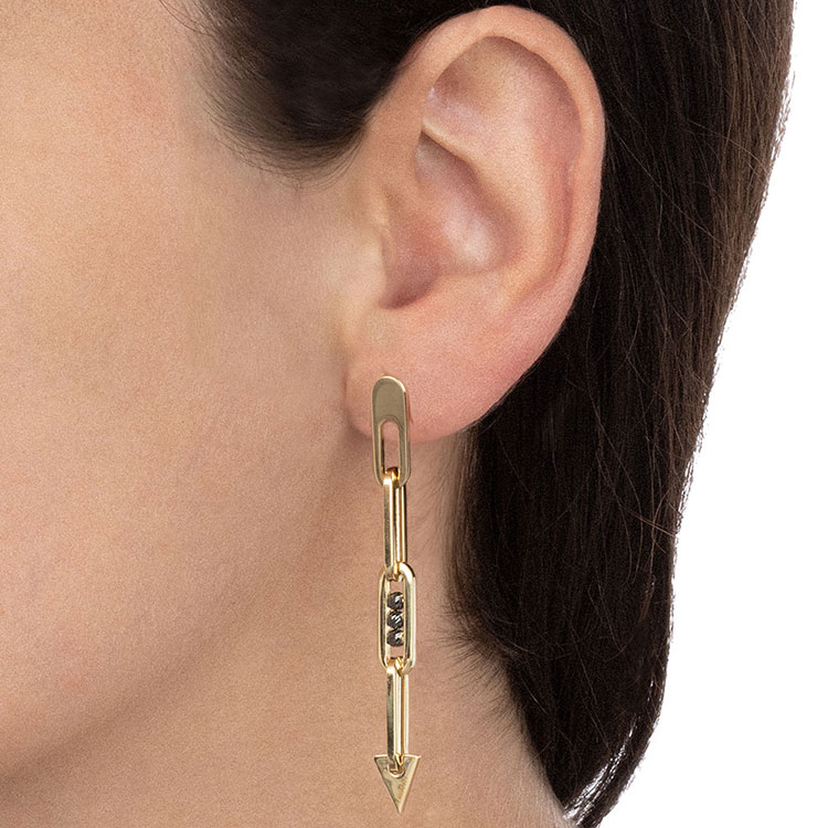 Black And Yellow Gold Arrow Earrings