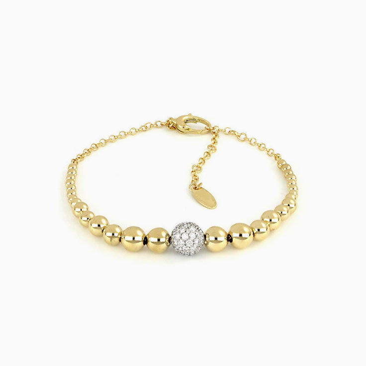 Gold And Diamond Sphered Bracelet